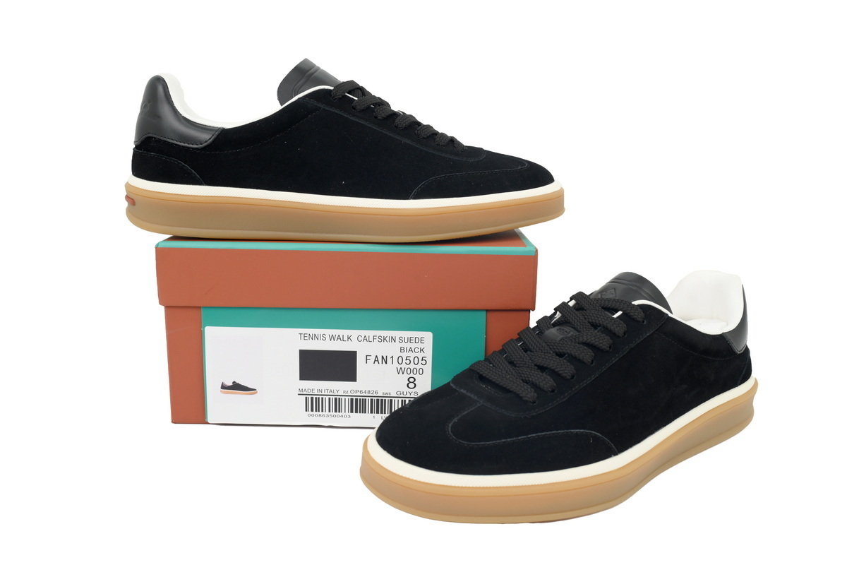 Loro Piana Tennis Walk Sneaker Suede Calf Split Black And Gray