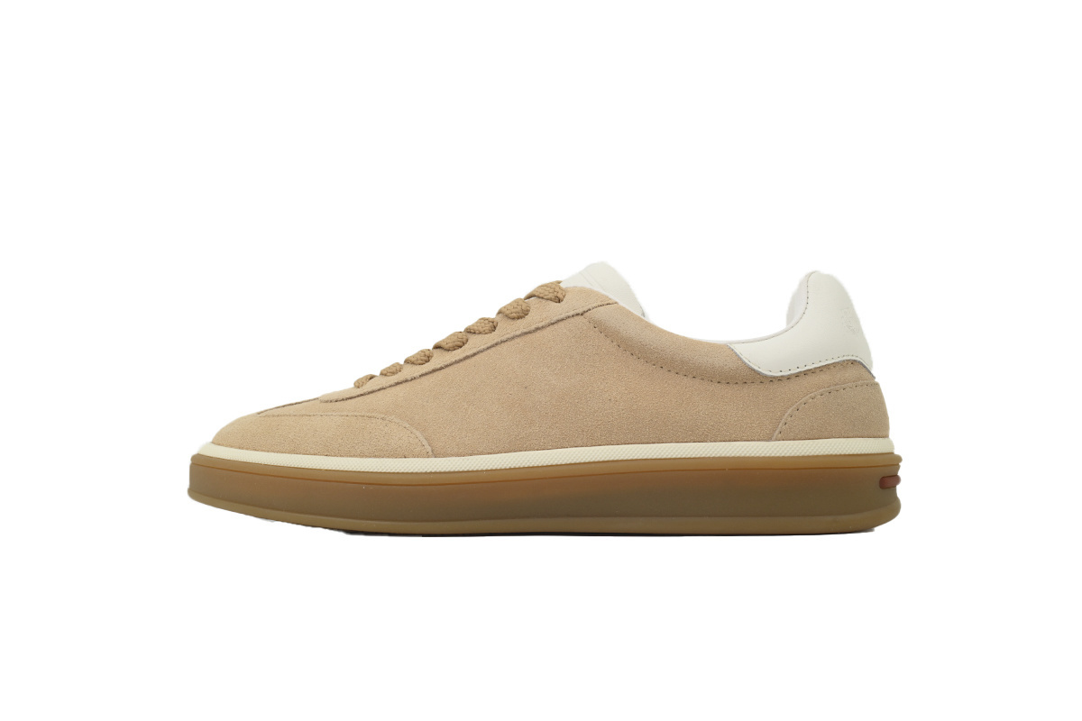 Loro Piana Tennis Walk Sneaker Suede Calf Split Brown And White