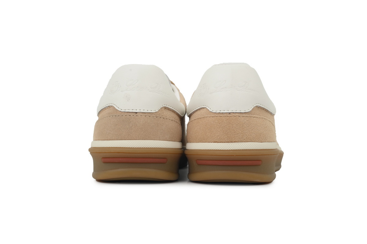 Loro Piana Tennis Walk Sneaker Suede Calf Split Brown And White