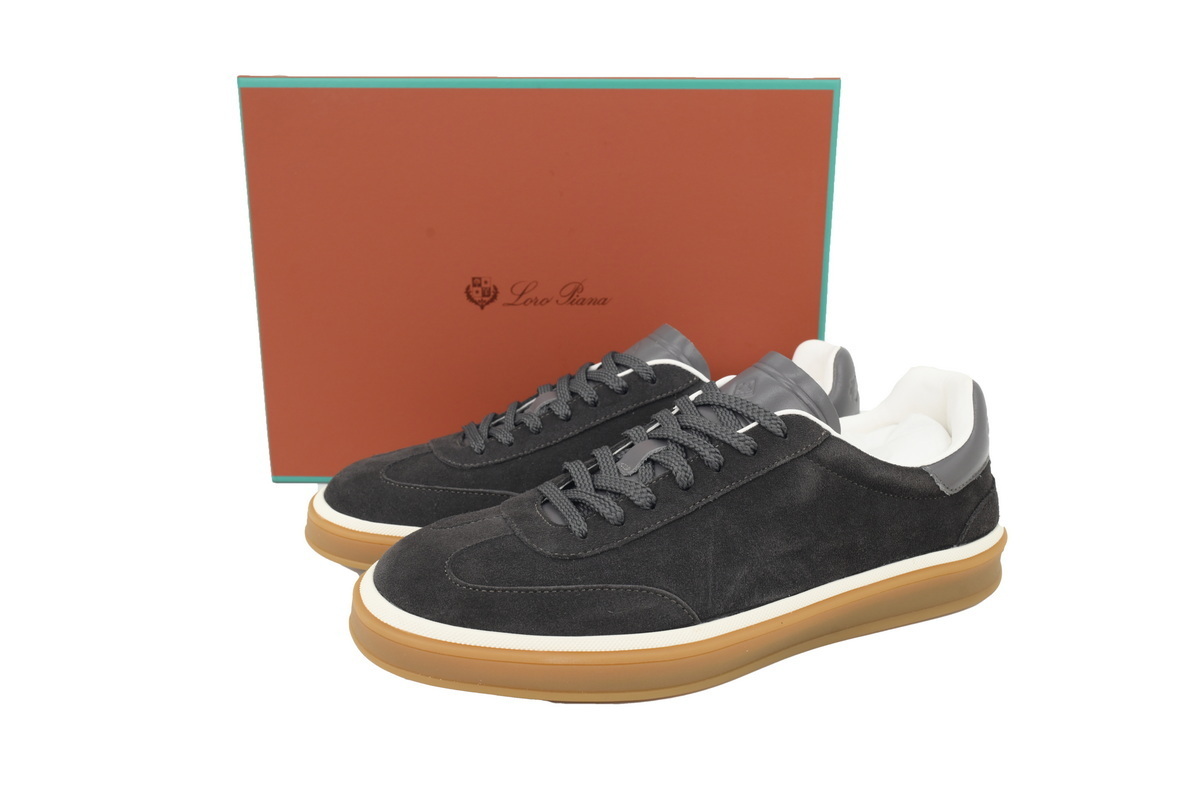 Loro Piana Tennis Walk Sneaker Suede Calf Split Grayish Brown