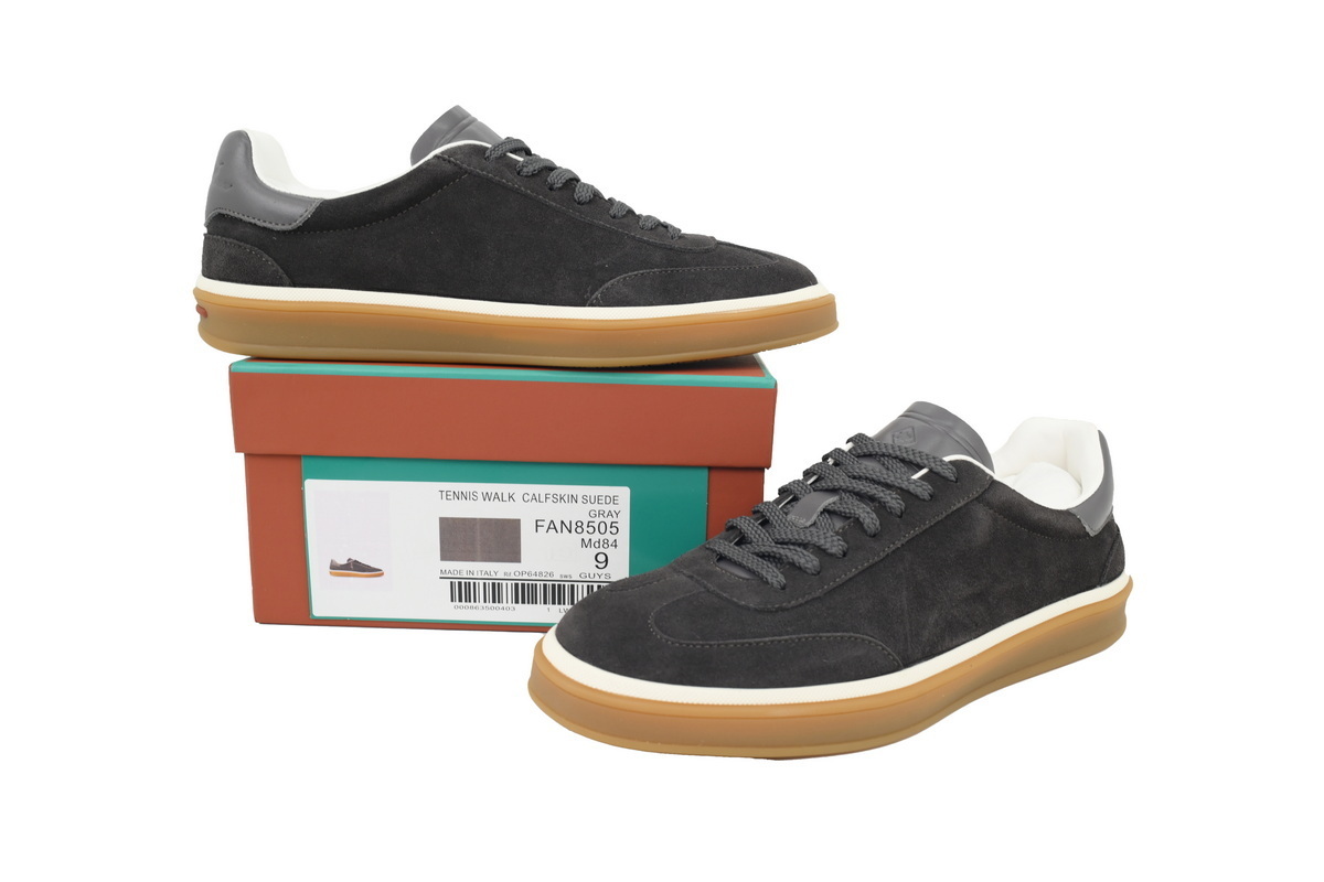 Loro Piana Tennis Walk Sneaker Suede Calf Split Grayish Brown