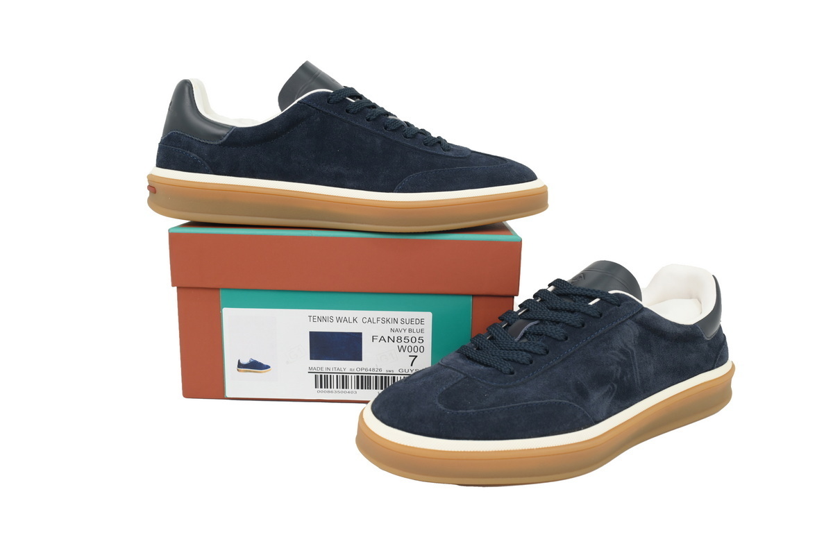 Loro Piana Tennis Walk Sneaker Suede Calf Split Slate Blue