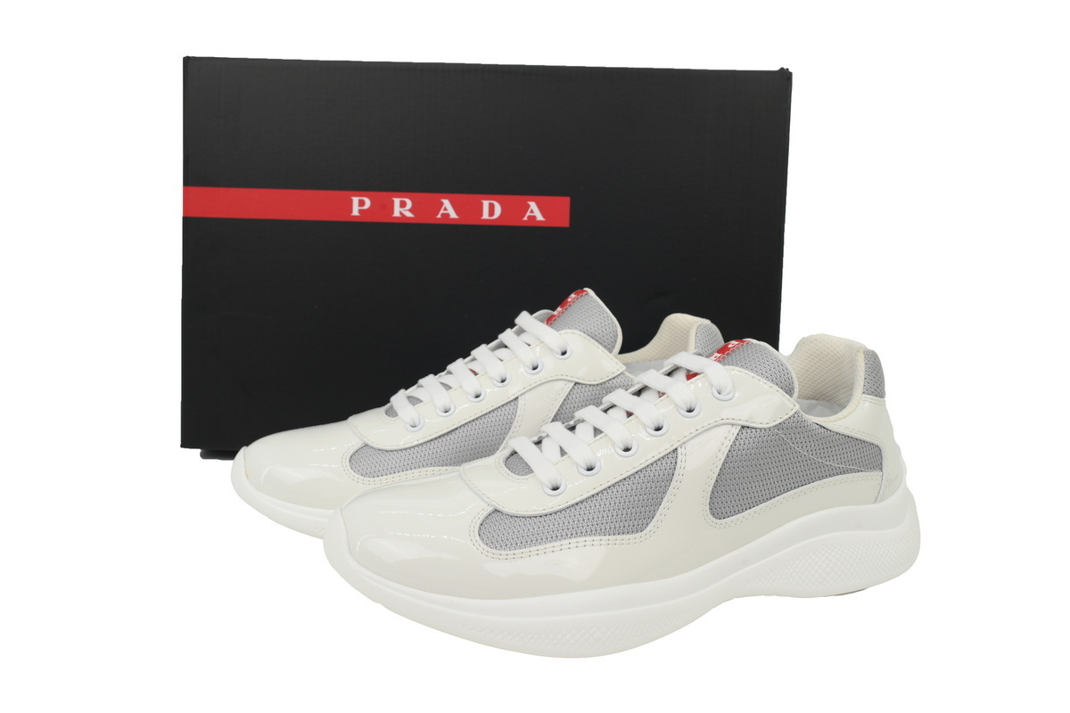 Prada Sneakers America's Cup Patent White Silver 4E3400-6GW-F0J36