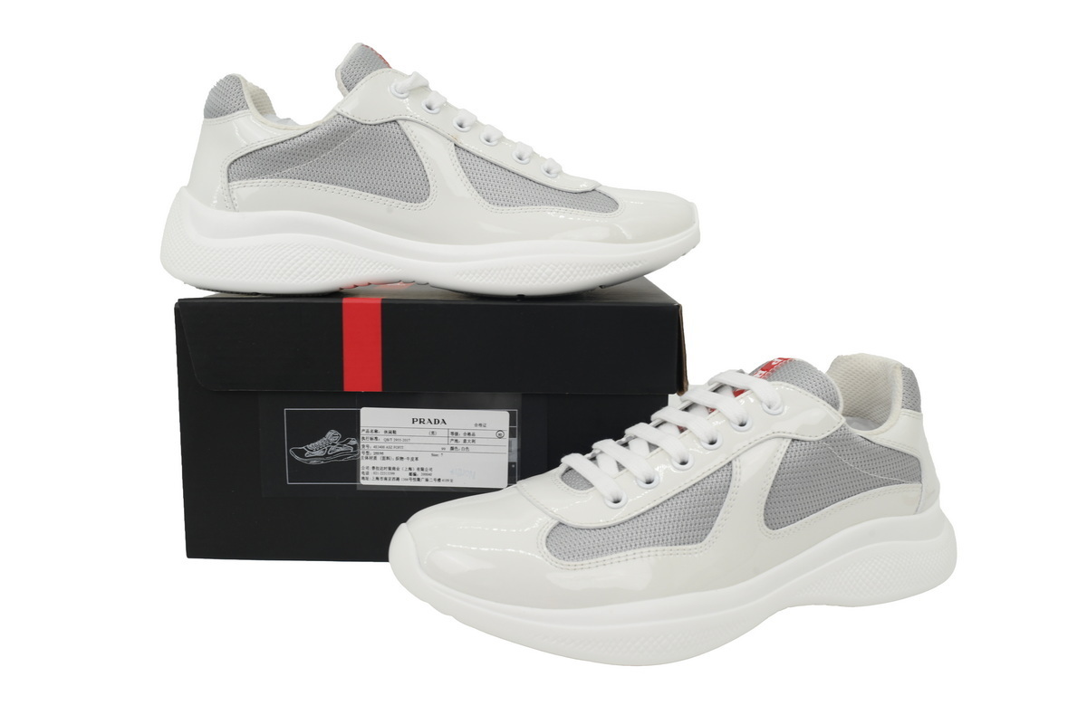 Prada Sneakers America's Cup Patent White Silver 4E3400-6GW-F0J36