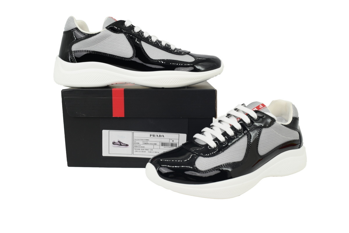 Prada Sneakers Black Gray With Black Shoelaces