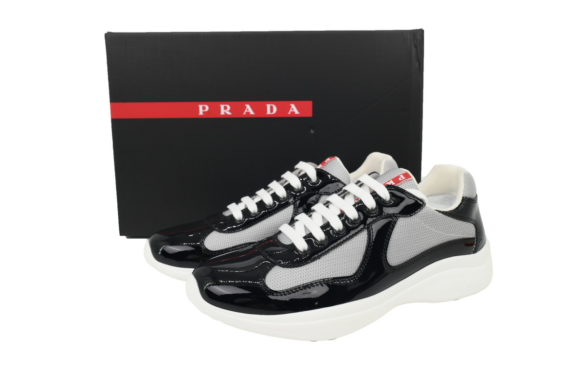 Prada Sneakers Black Gray With Black Shoelaces