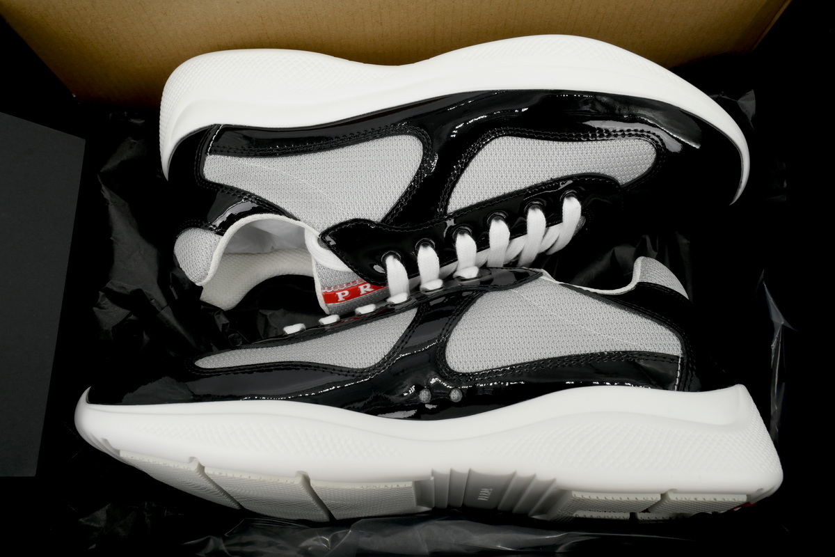 Prada Sneakers Black Gray With Black Shoelaces