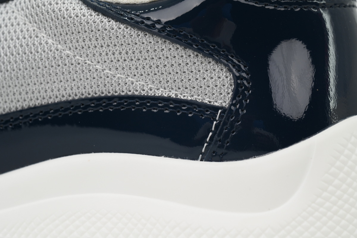 Prada Sneakers Patent Leather White Blue