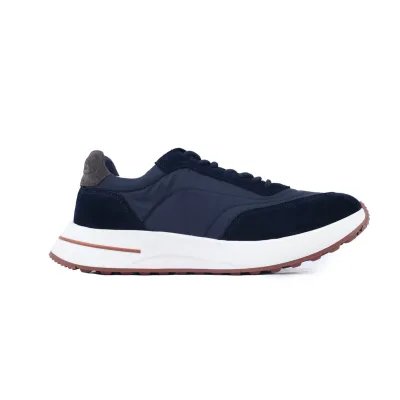 Loro Piana Week End Walk Suede-Trimmed Shell Sneakers Blue 02