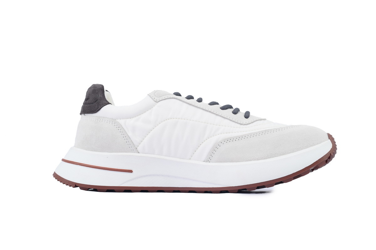 Loro Piana Week End Walk Suede-Trimmed Shell Sneakers White