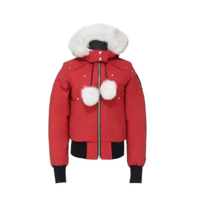  Moose Knuckles Debbie Down Bomber Jacket W/ Fur In Dark Red 01