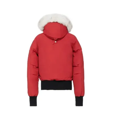  Moose Knuckles Debbie Down Bomber Jacket W/ Fur In Dark Red 02