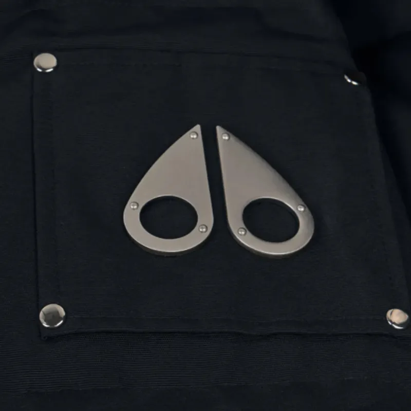 Moose Knuckles Feather Down Hooded Debbie Bomber Black Jacket White Wool Collar