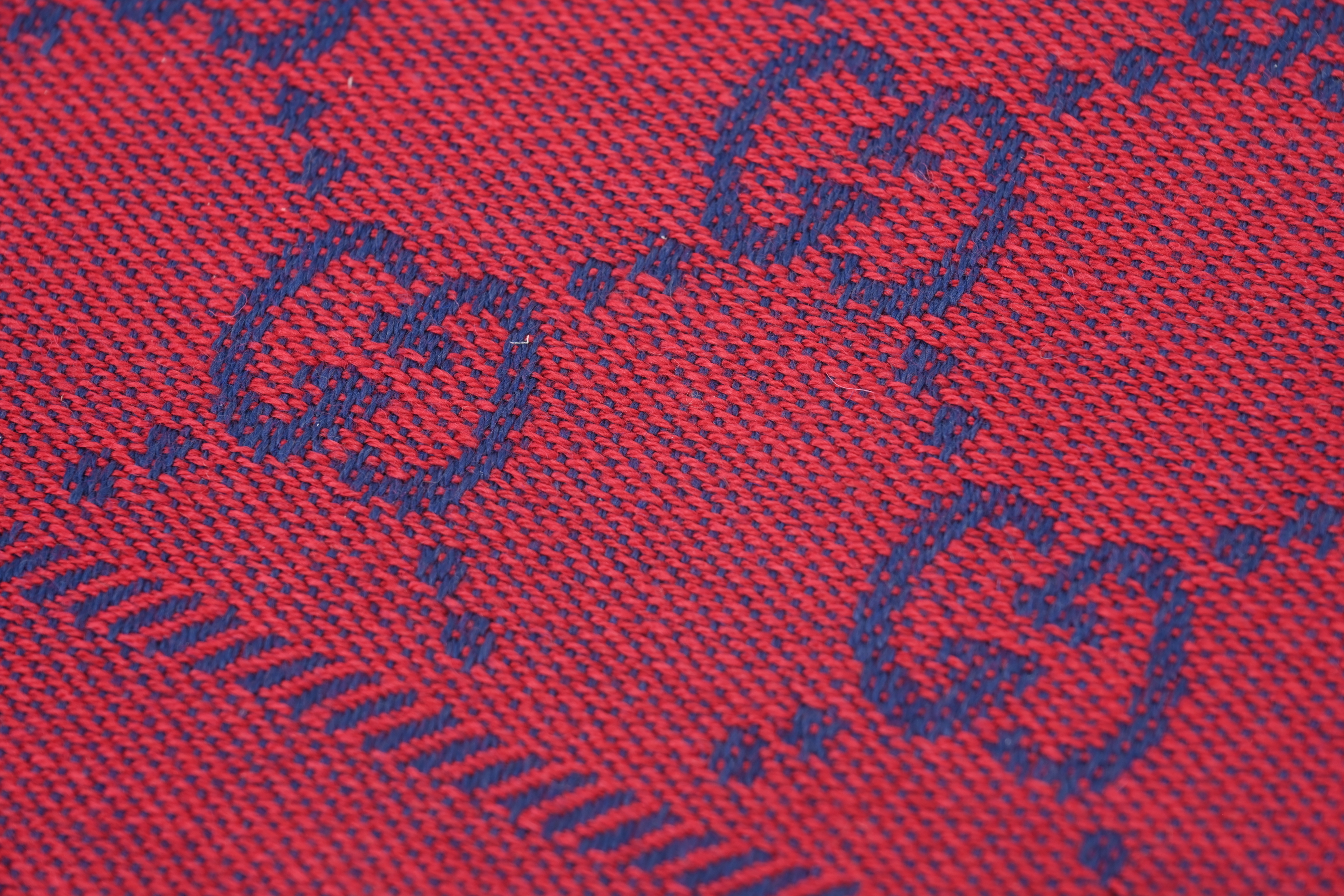 Gucci Double G Velvet Embroidered Tassel Scarf Full Print Red