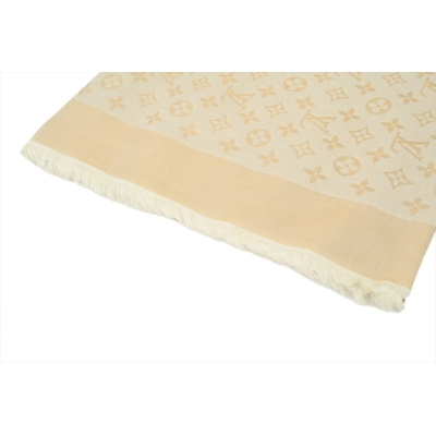 Louis Vuitton Double-Sided Embroidered Tassel Scarf Full Print Khaki 02