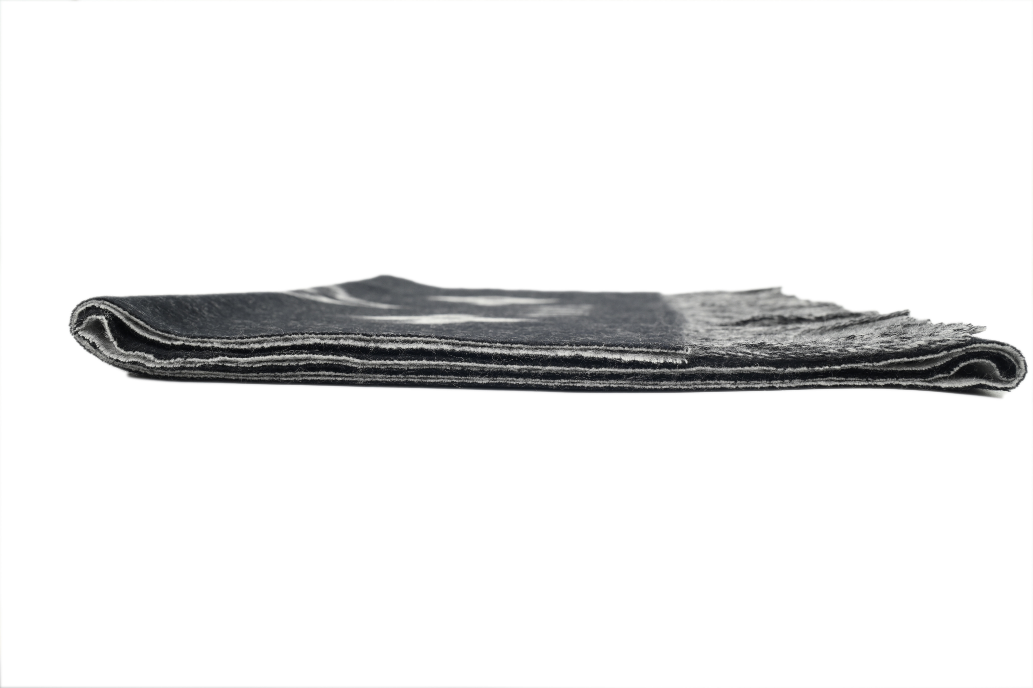Louis Vuitton Double-Sided Monogram Faux Fur Fringe Scarf with Large Black Print