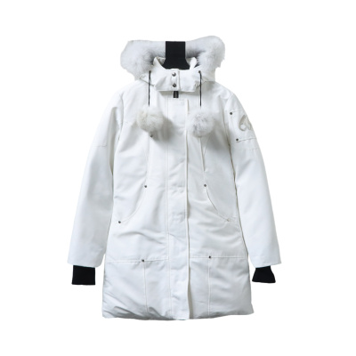  Moose Knuckles Women's Debbie Down Bomber Jacket W/ Fur White 01