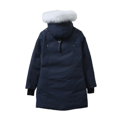 Moose Knuckles Women's Debbie Down Bomber Jacket W/ Fur Navy Blue 02