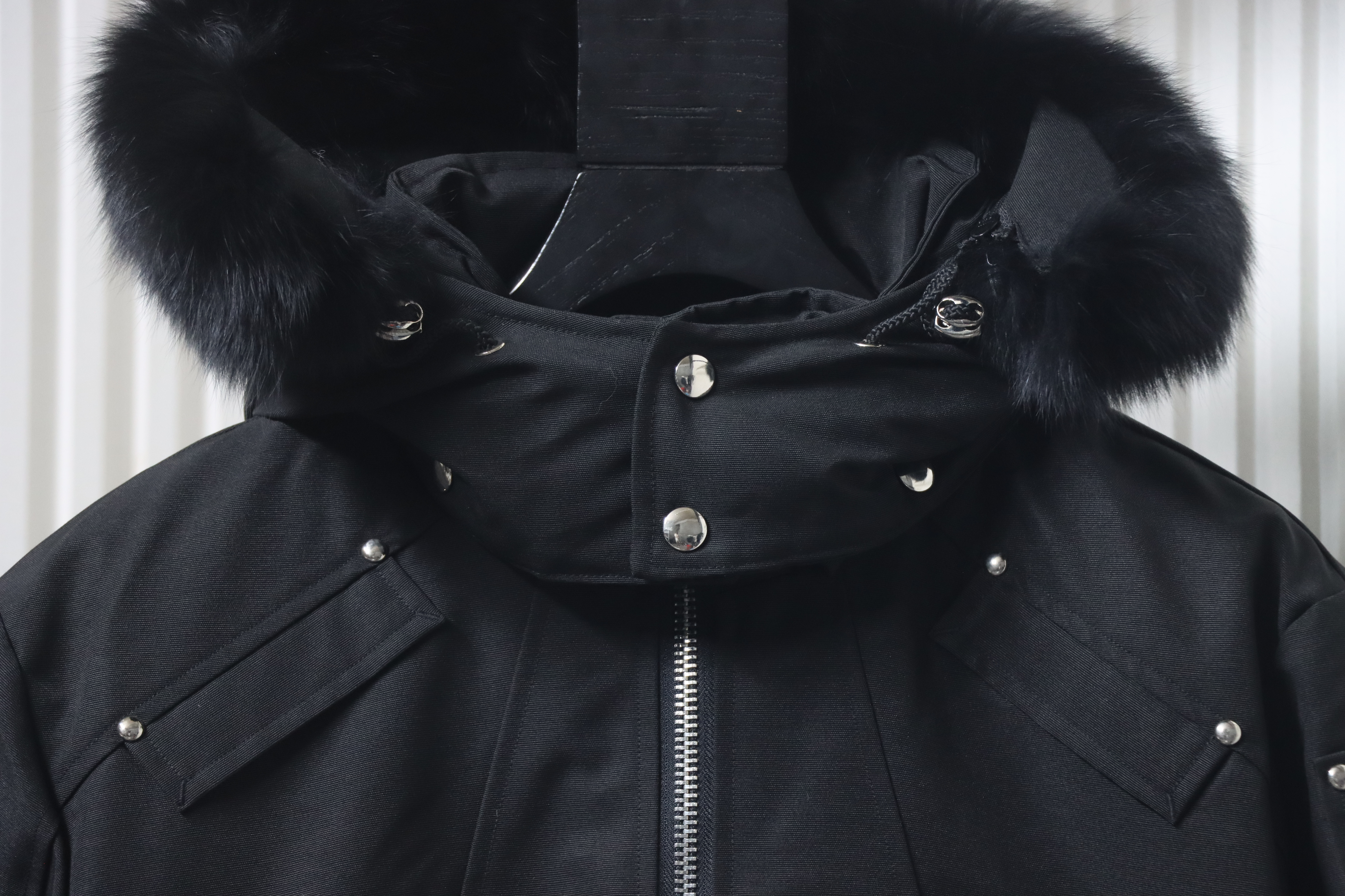 【FLASH SALE】Moose Knuckles Men's Balistic Bomber Zip-Up Fur Jacket Black