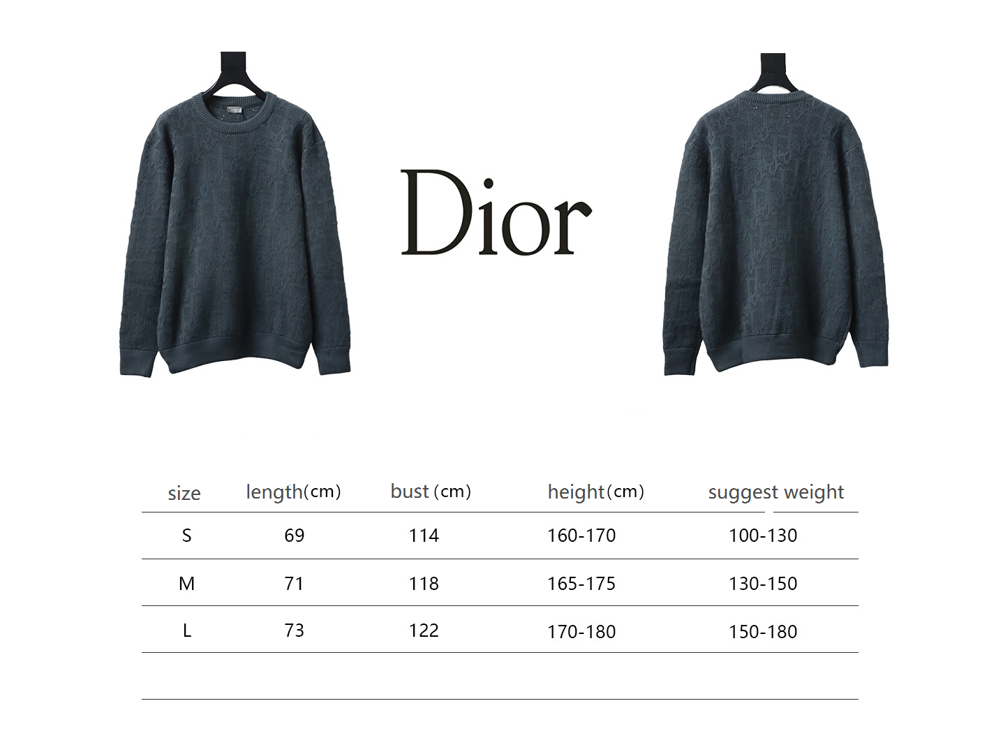Dior CD2025ss Full Print Embroidered Knitted Sweater Grey