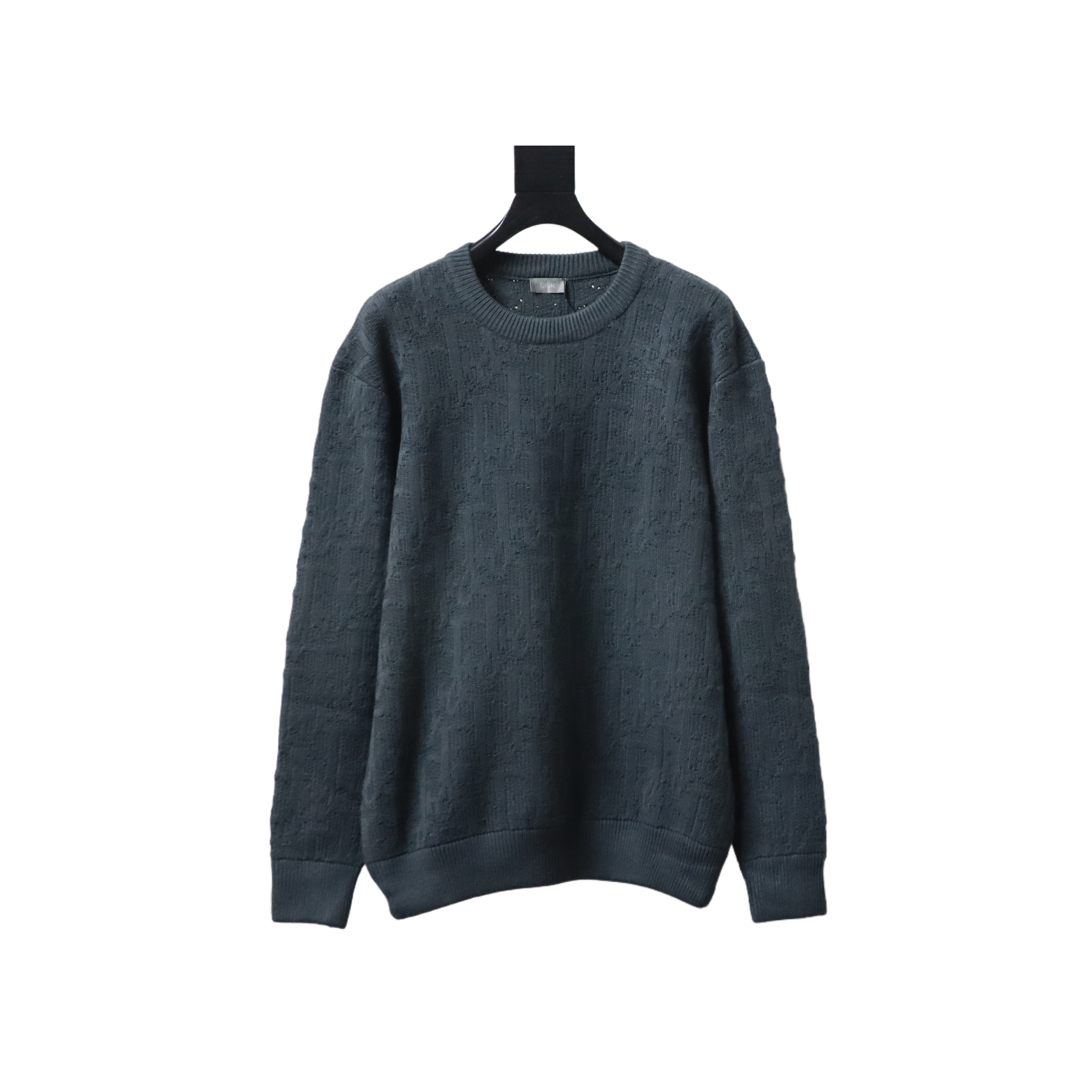 Dior CD2025ss Full Print Embroidered Knitted Sweater Grey