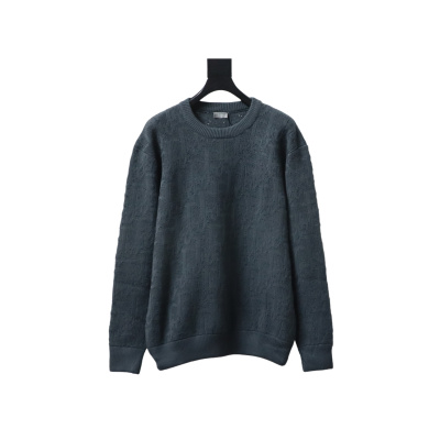 Dior CD2025ss Full Print Embroidered Knitted Sweater Grey 01