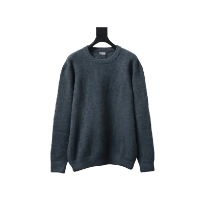 Dior CD2025ss Full Print Embroidered Knitted Sweater Grey 01