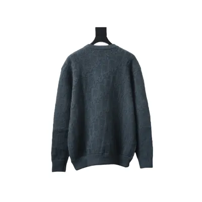 Dior CD2025ss Full Print Embroidered Knitted Sweater Grey 02
