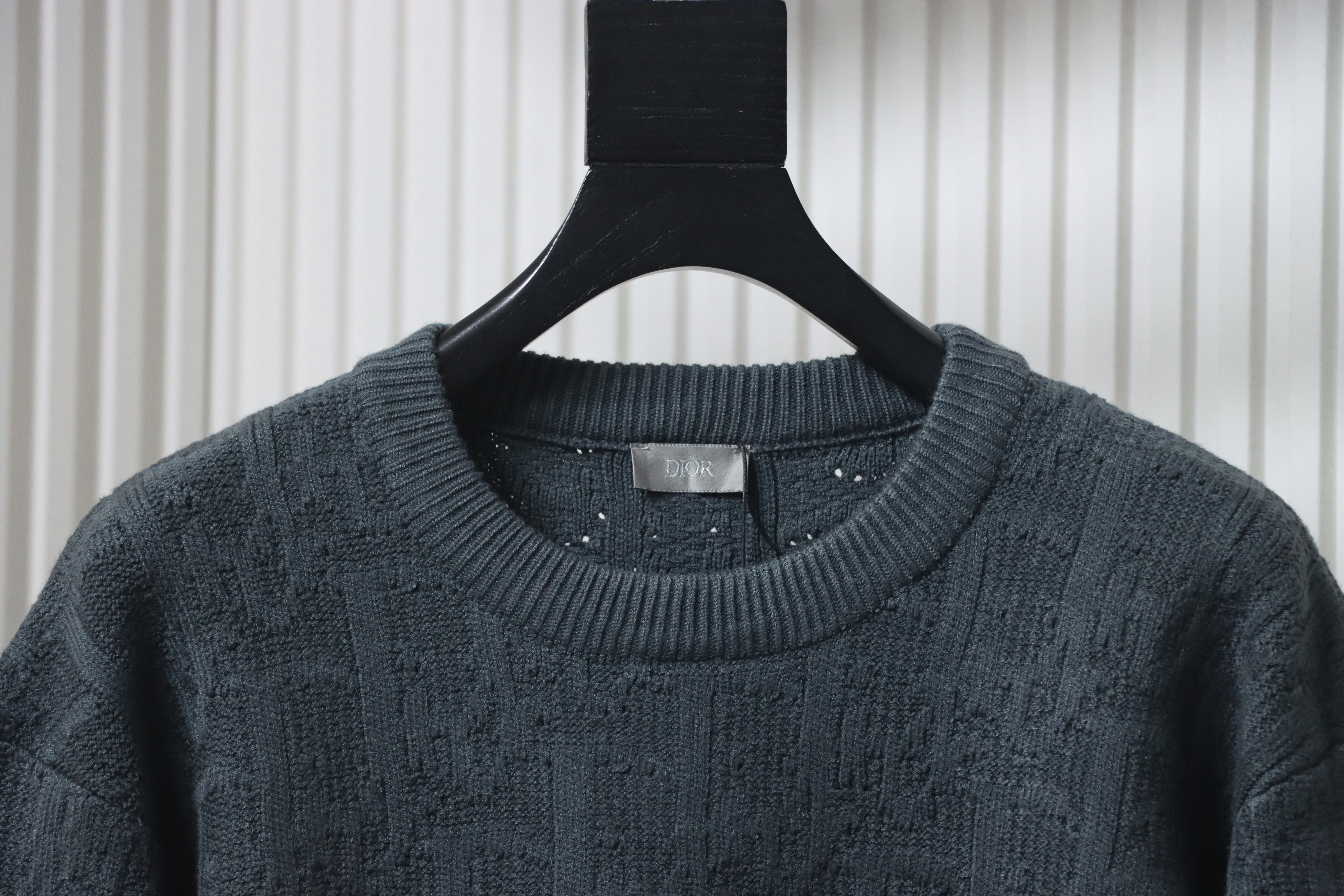 Dior CD2025ss Full Print Embroidered Knitted Sweater Grey