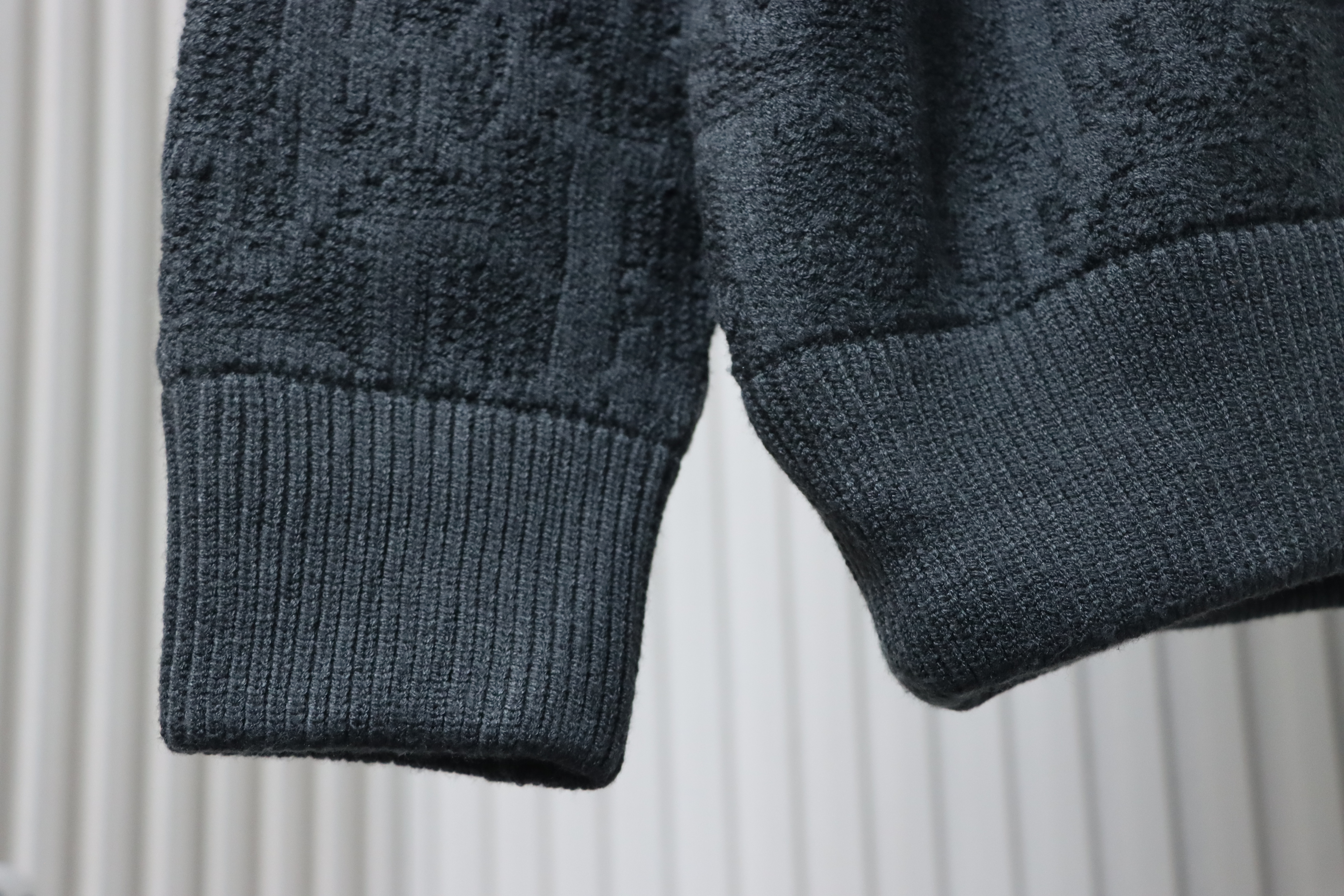 Dior CD2025ss Full Print Embroidered Knitted Sweater Grey