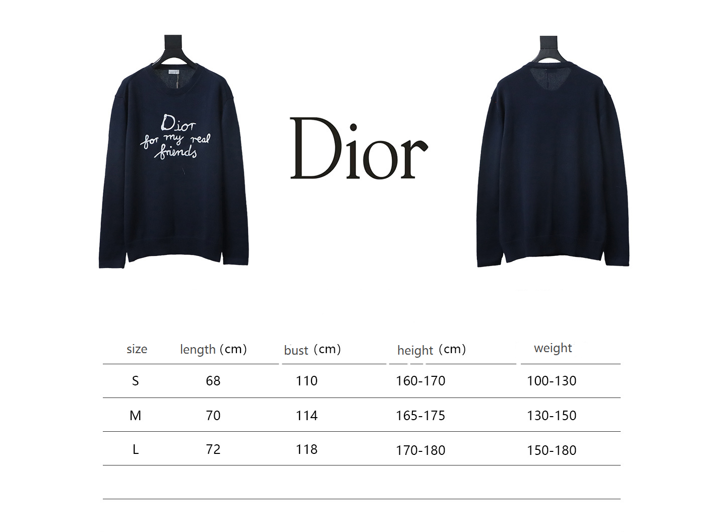 Dior CD 25ss Signature Embroidered Knit Crewneck Sweater Navy