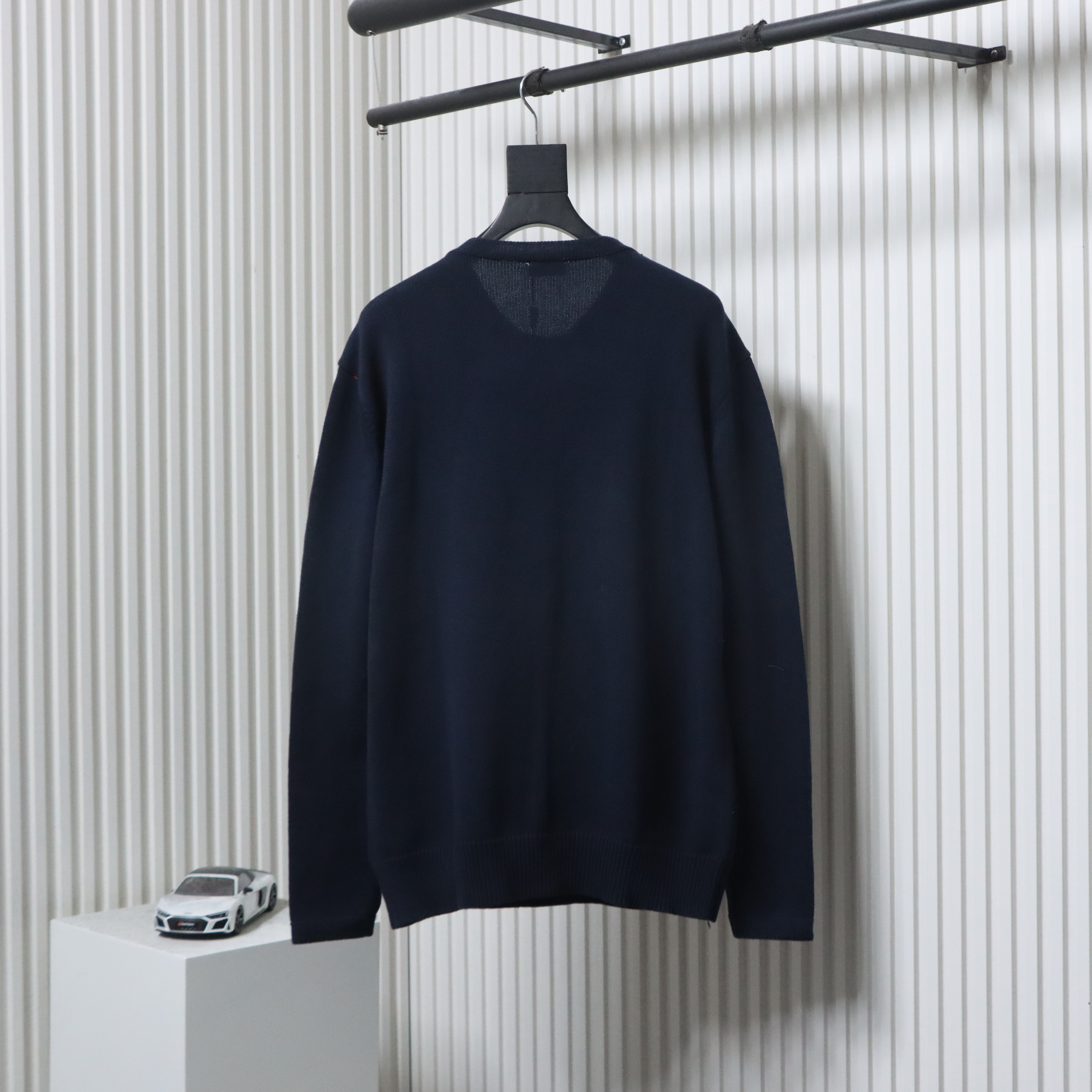 Dior CD 25ss Signature Embroidered Knit Crewneck Sweater Navy