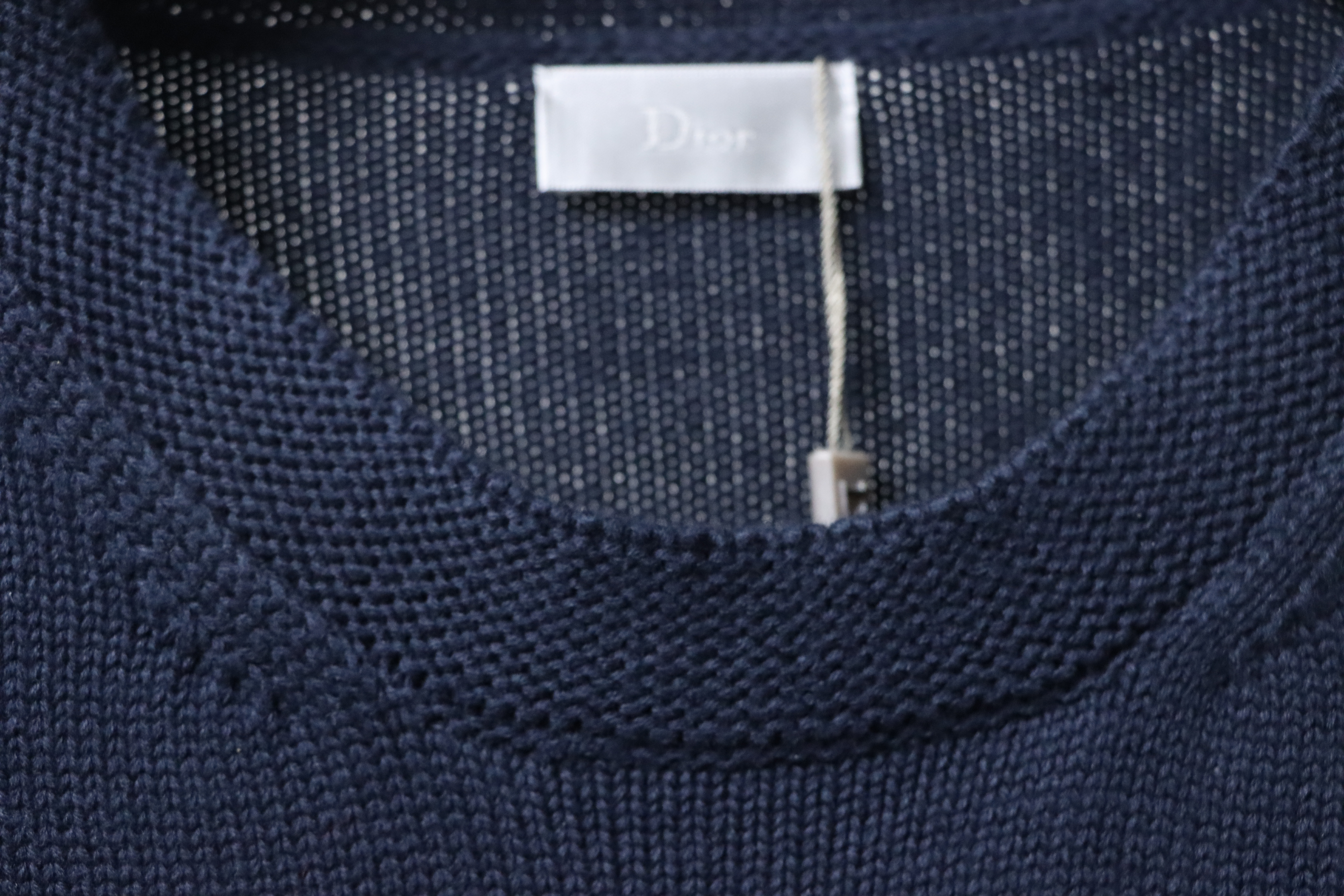 Dior CD 25ss Signature Embroidered Knit Crewneck Sweater Navy