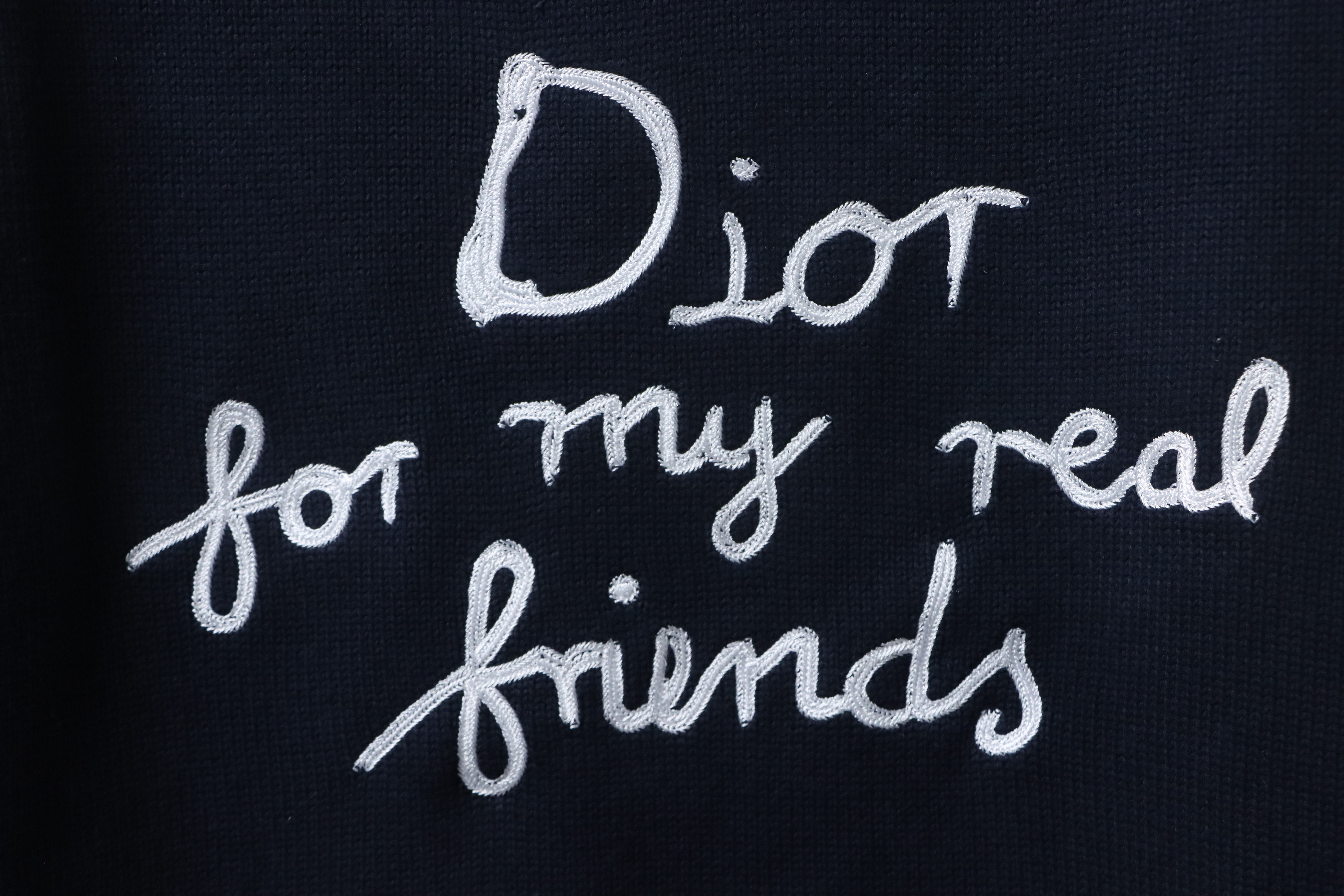 Dior CD 25ss Signature Embroidered Knit Crewneck Sweater Navy