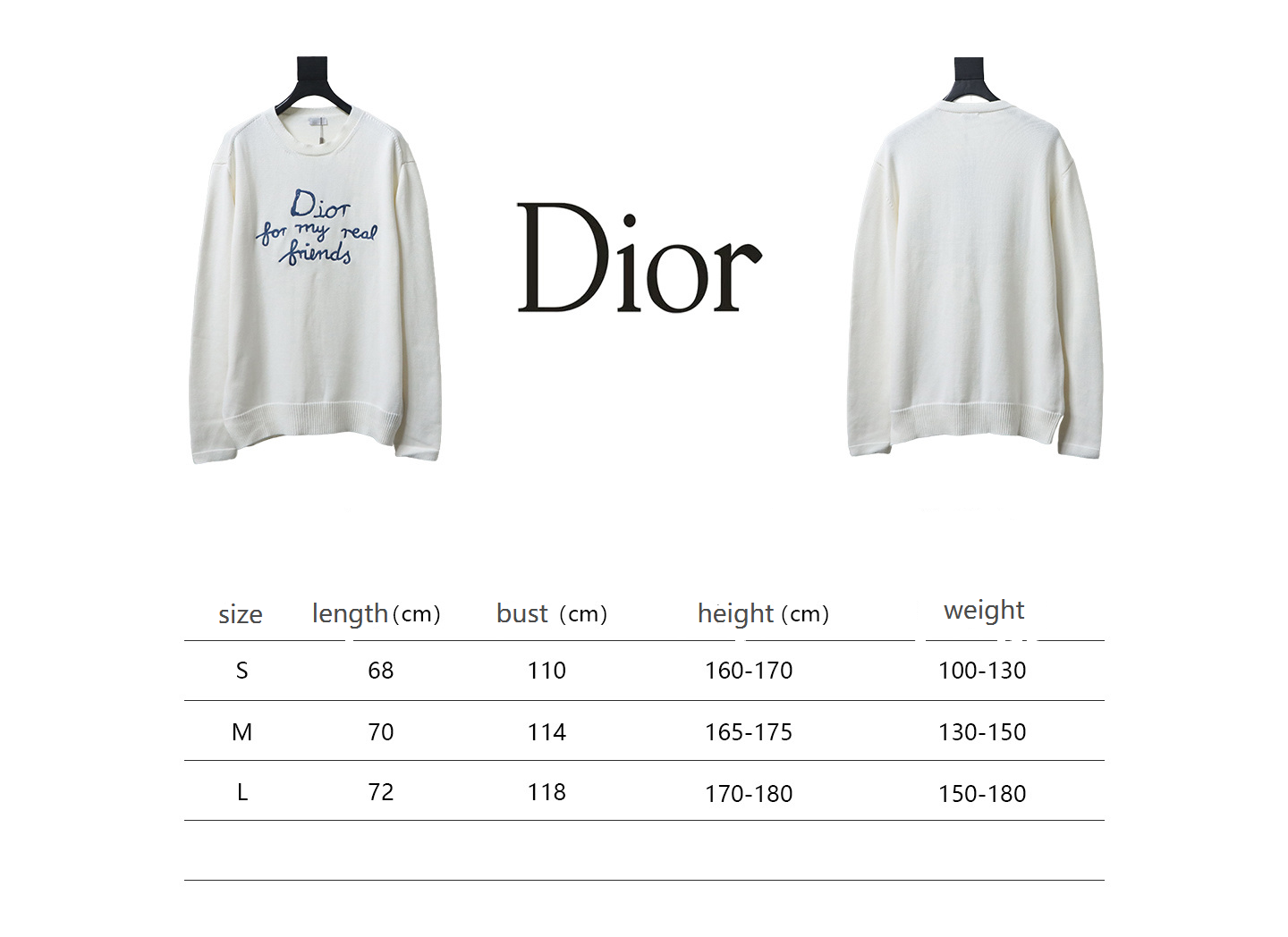 Dior CD 25ss Signature Embroidered Knit Crewneck Sweater White