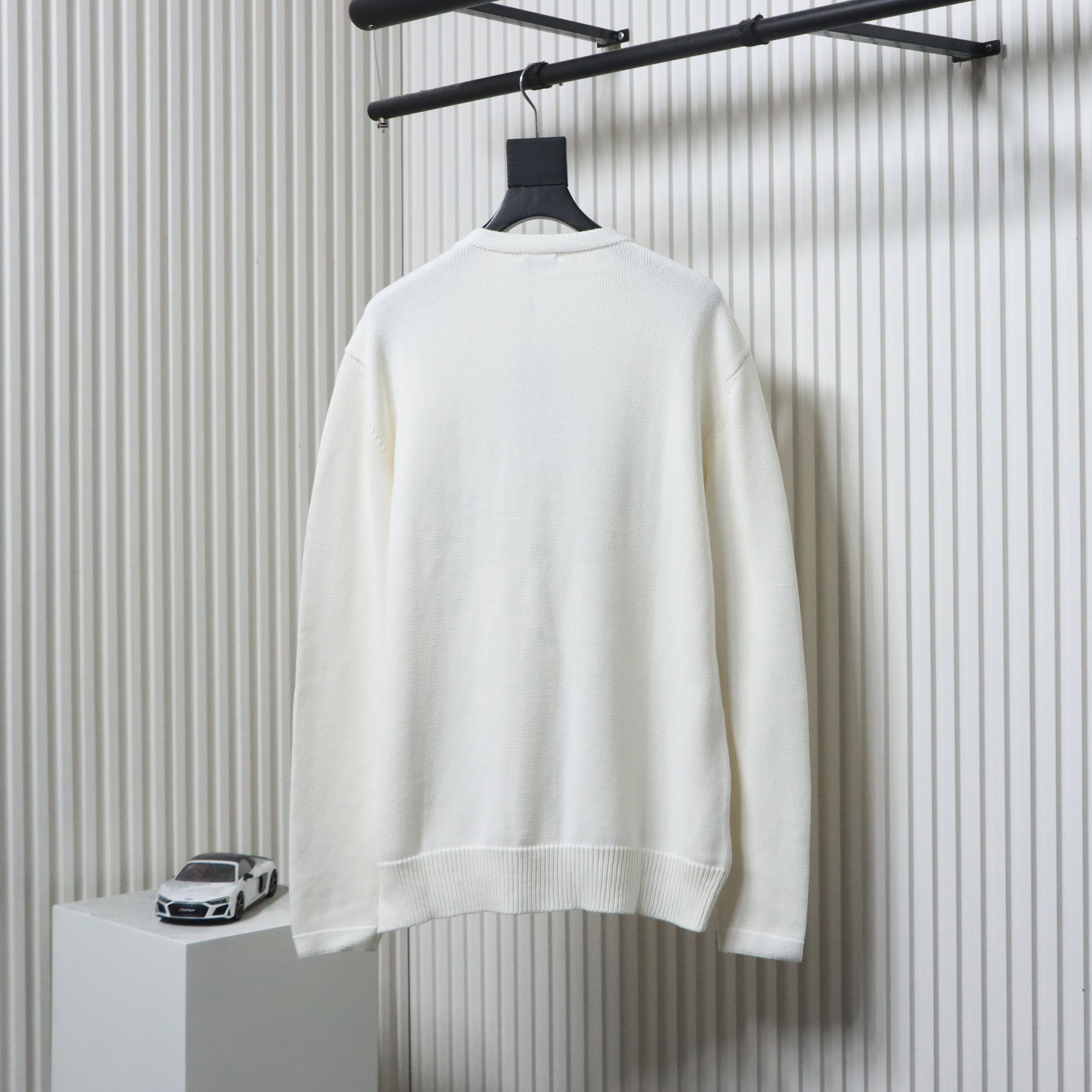 Dior CD 25ss Signature Embroidered Knit Crewneck Sweater White