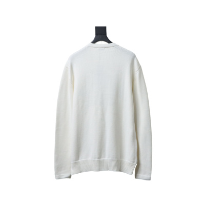 Dior CD 25ss Signature Embroidered Knit Crewneck Sweater White 02