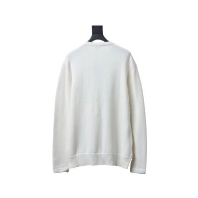 Dior CD 25ss Signature Embroidered Knit Crewneck Sweater White 02