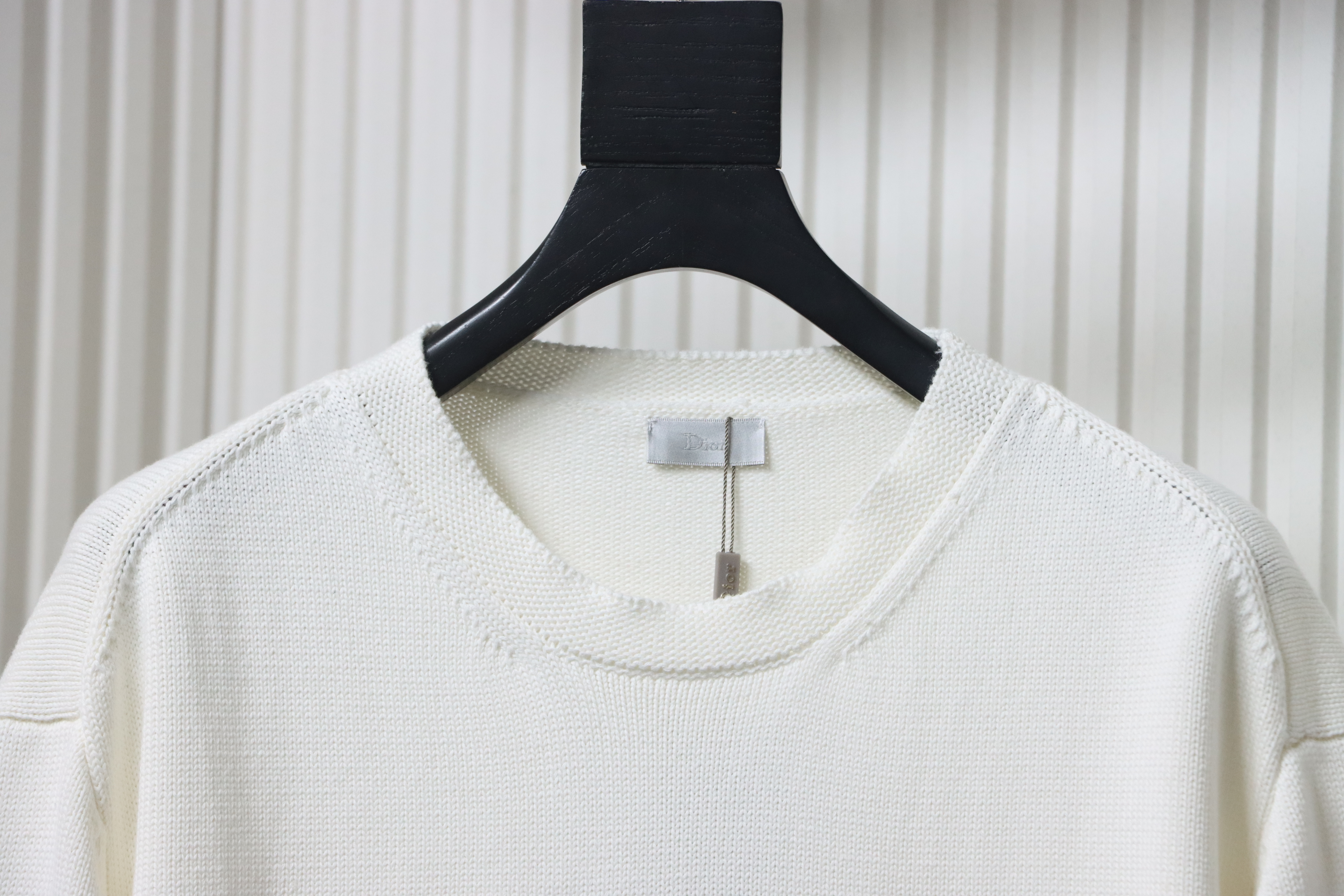 Dior CD 25ss Signature Embroidered Knit Crewneck Sweater White