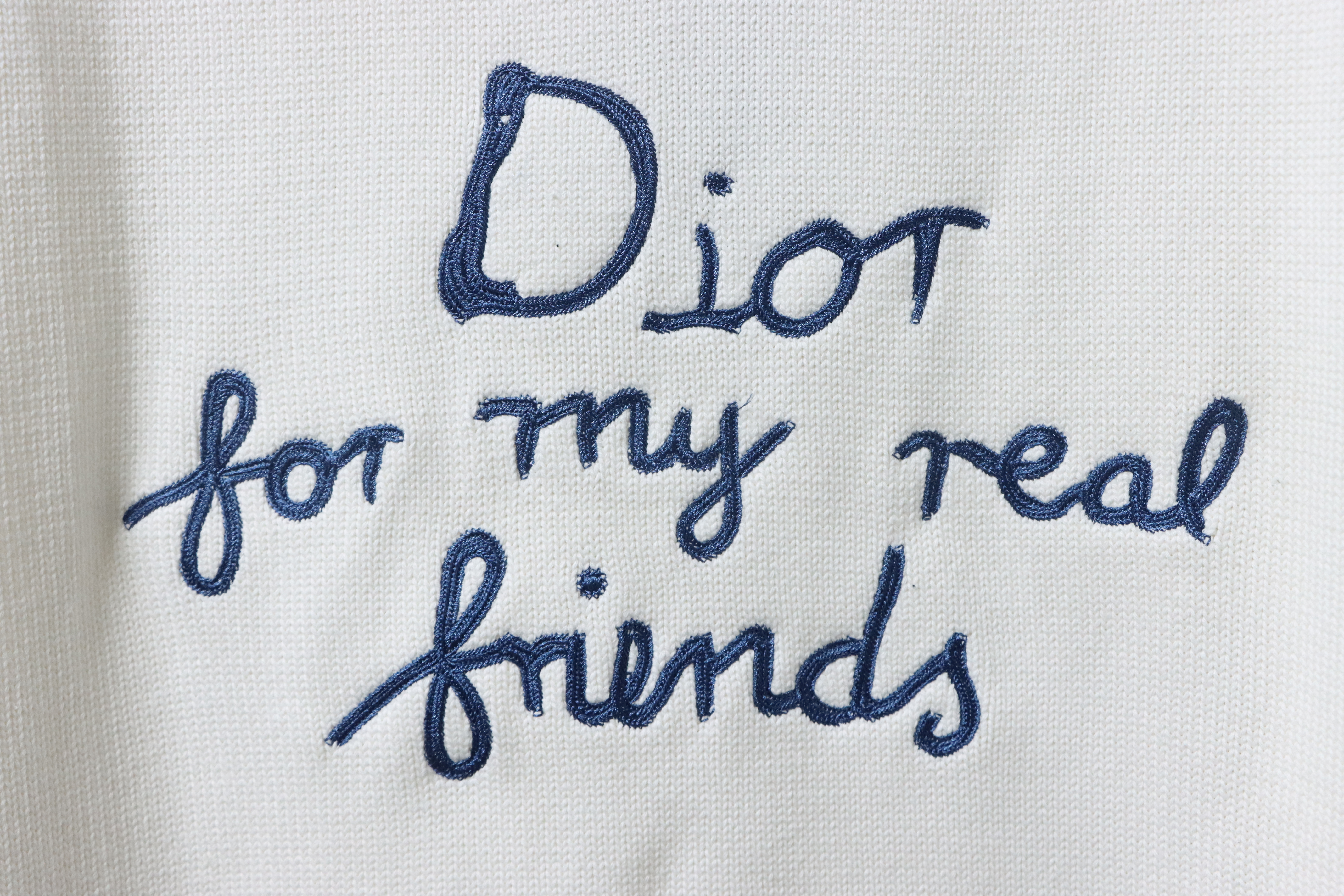 Dior CD 25ss Signature Embroidered Knit Crewneck Sweater White