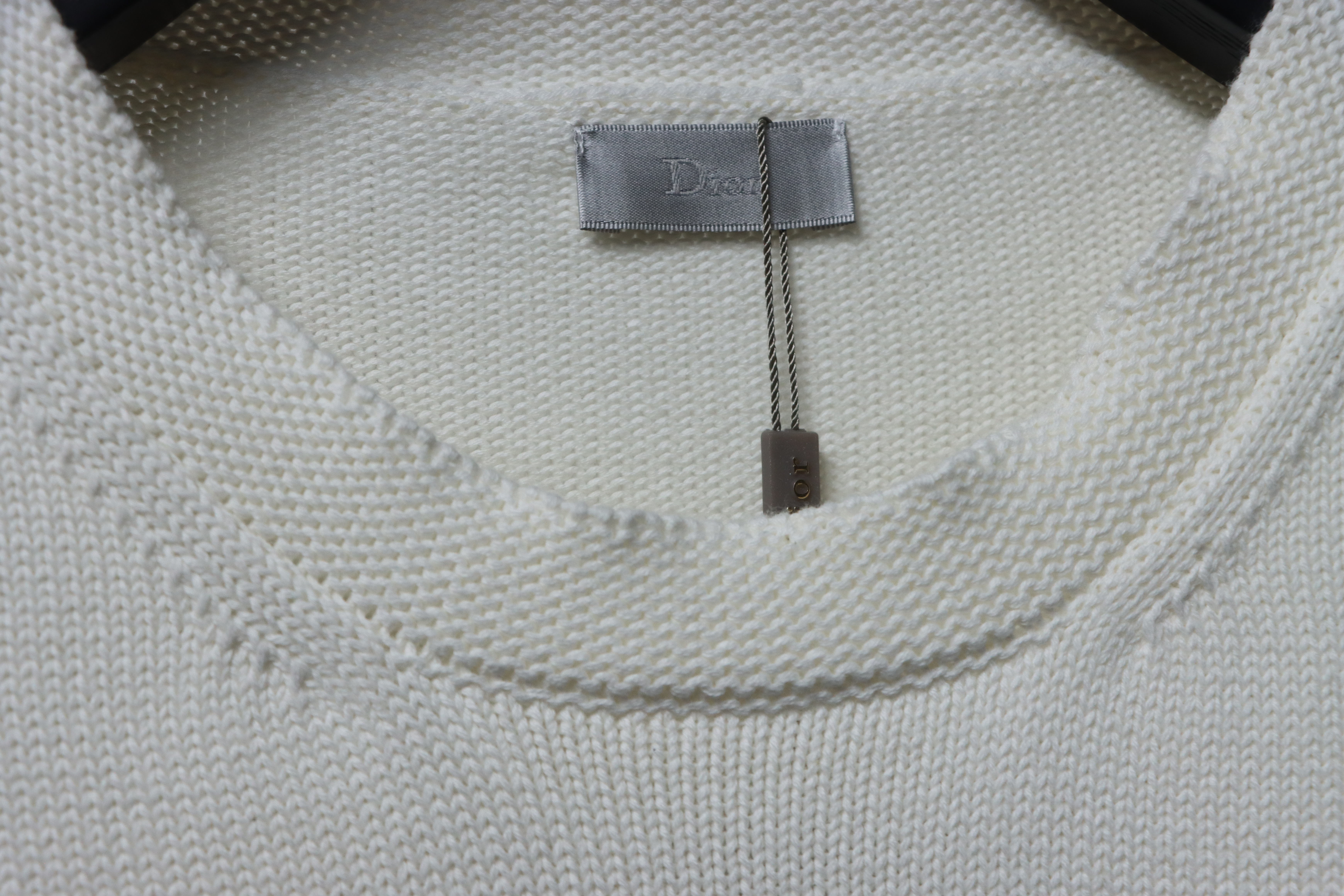 Dior CD 25ss Signature Embroidered Knit Crewneck Sweater White