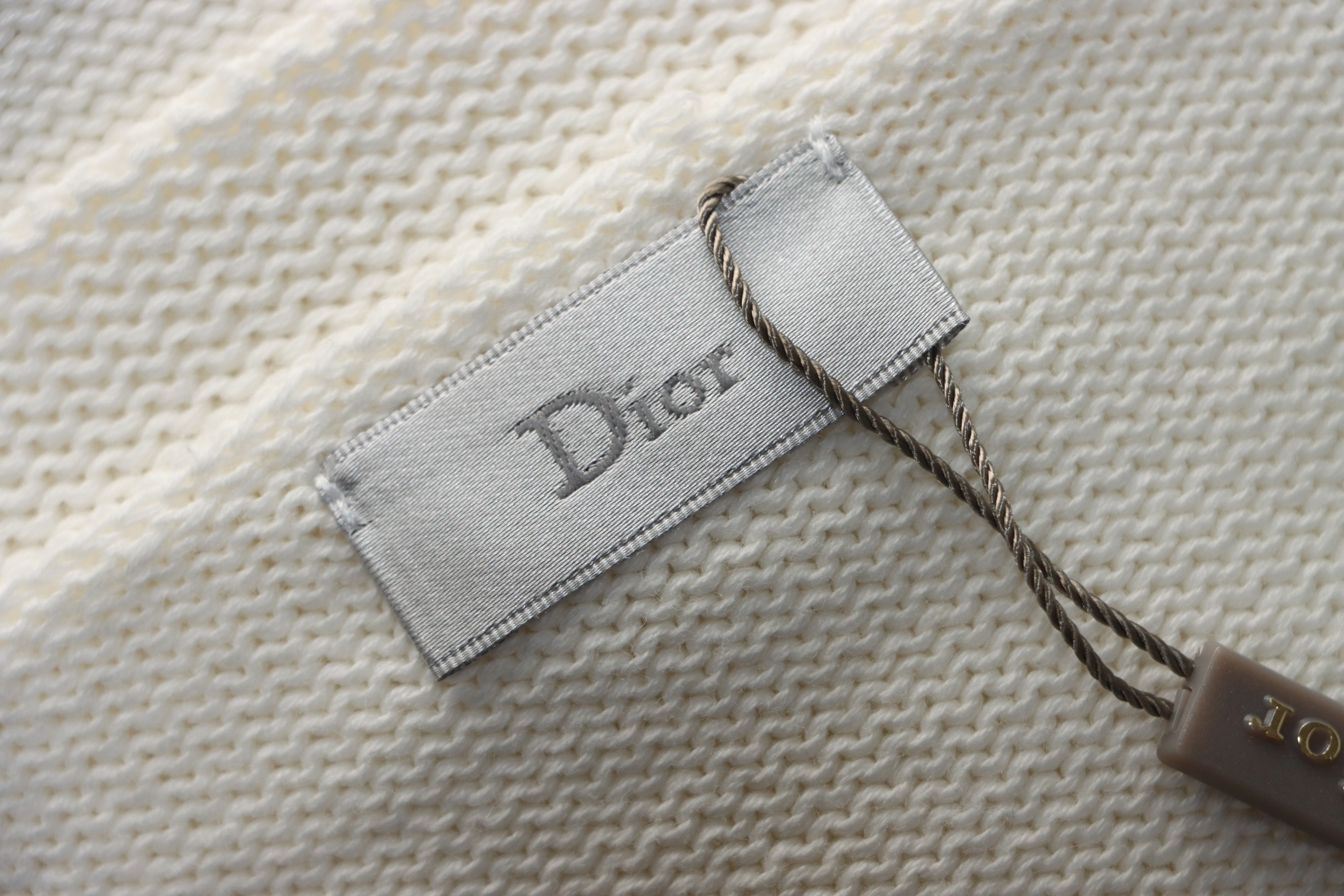 Dior CD 25ss Signature Embroidered Knit Crewneck Sweater White