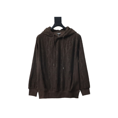 Dior Classic All-over Print Towel Embroidered Hoodie Brown 01