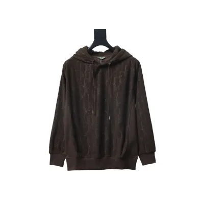 Dior Classic All-over Print Towel Embroidered Hoodie Brown 01