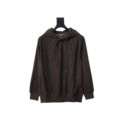 Dior Classic All-over Print Towel Embroidered Hoodie Brown 01
