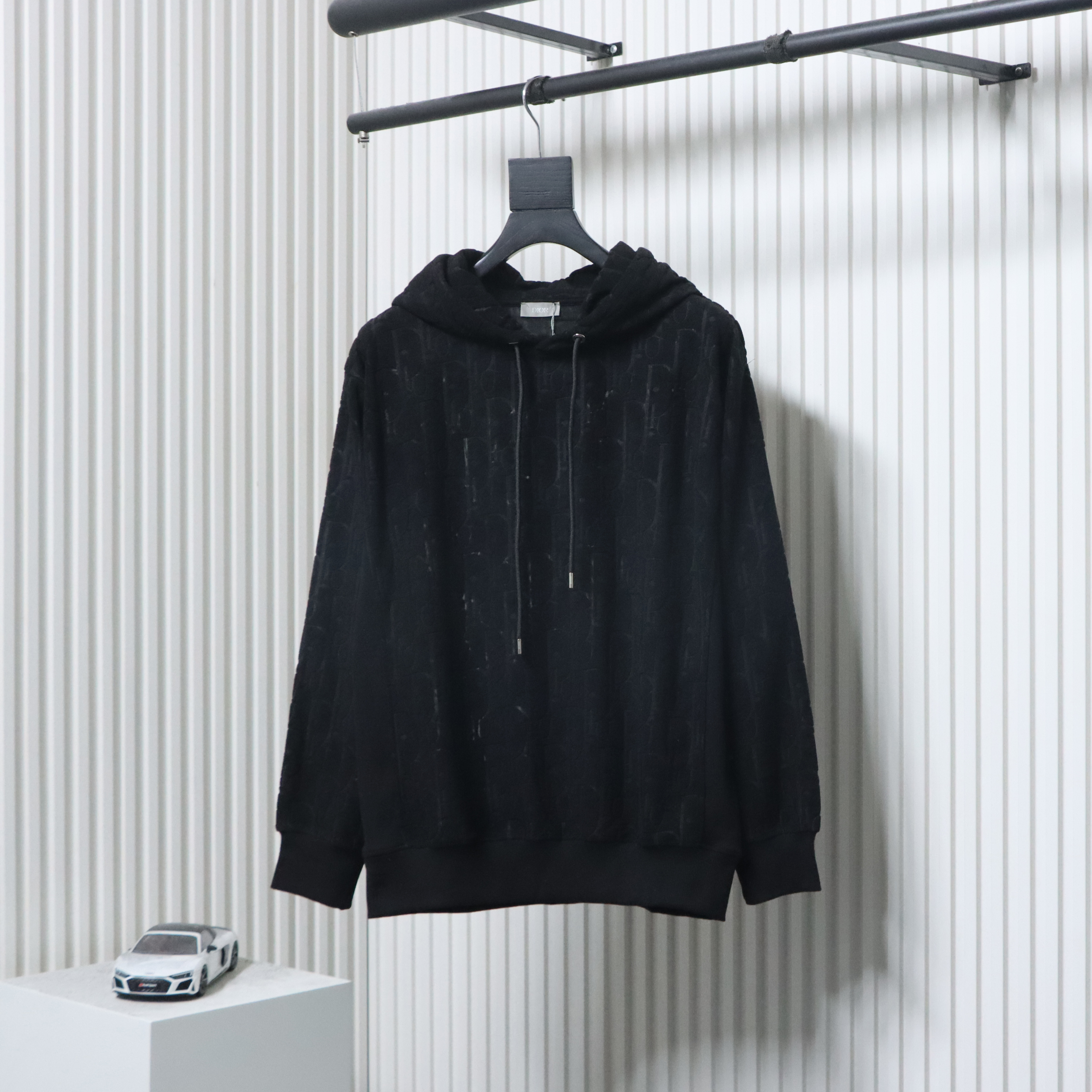 Dior Classic All-over Print Towel Embroidered Hoodie Black