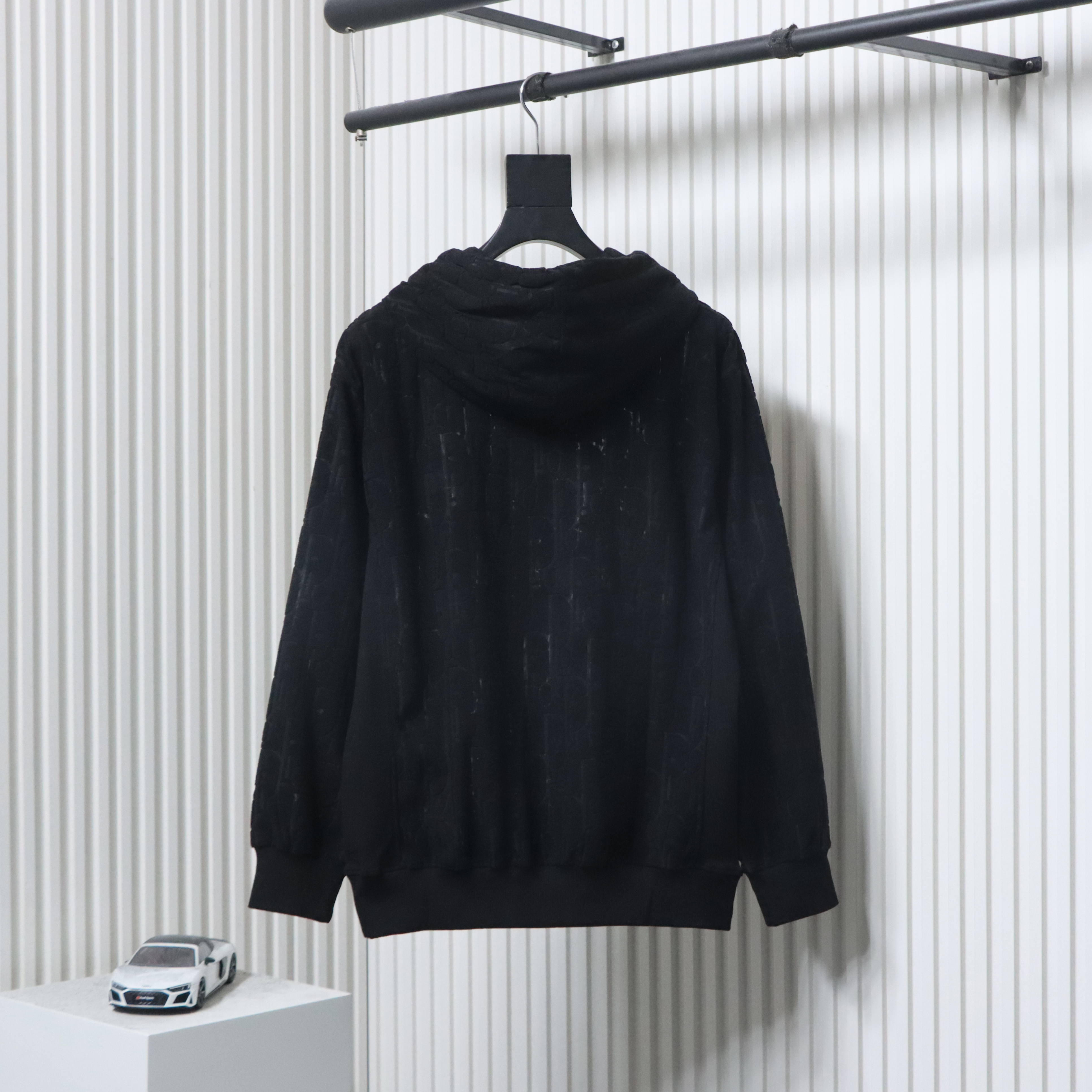 Dior Classic All-over Print Towel Embroidered Hoodie Black