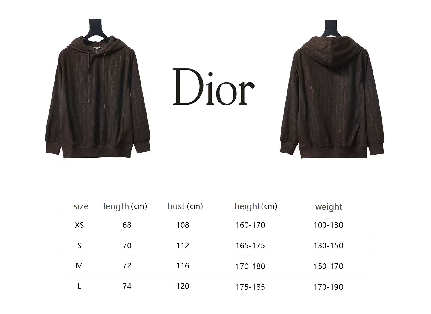 Dior Classic All-over Print Towel Embroidered Hoodie Brown
