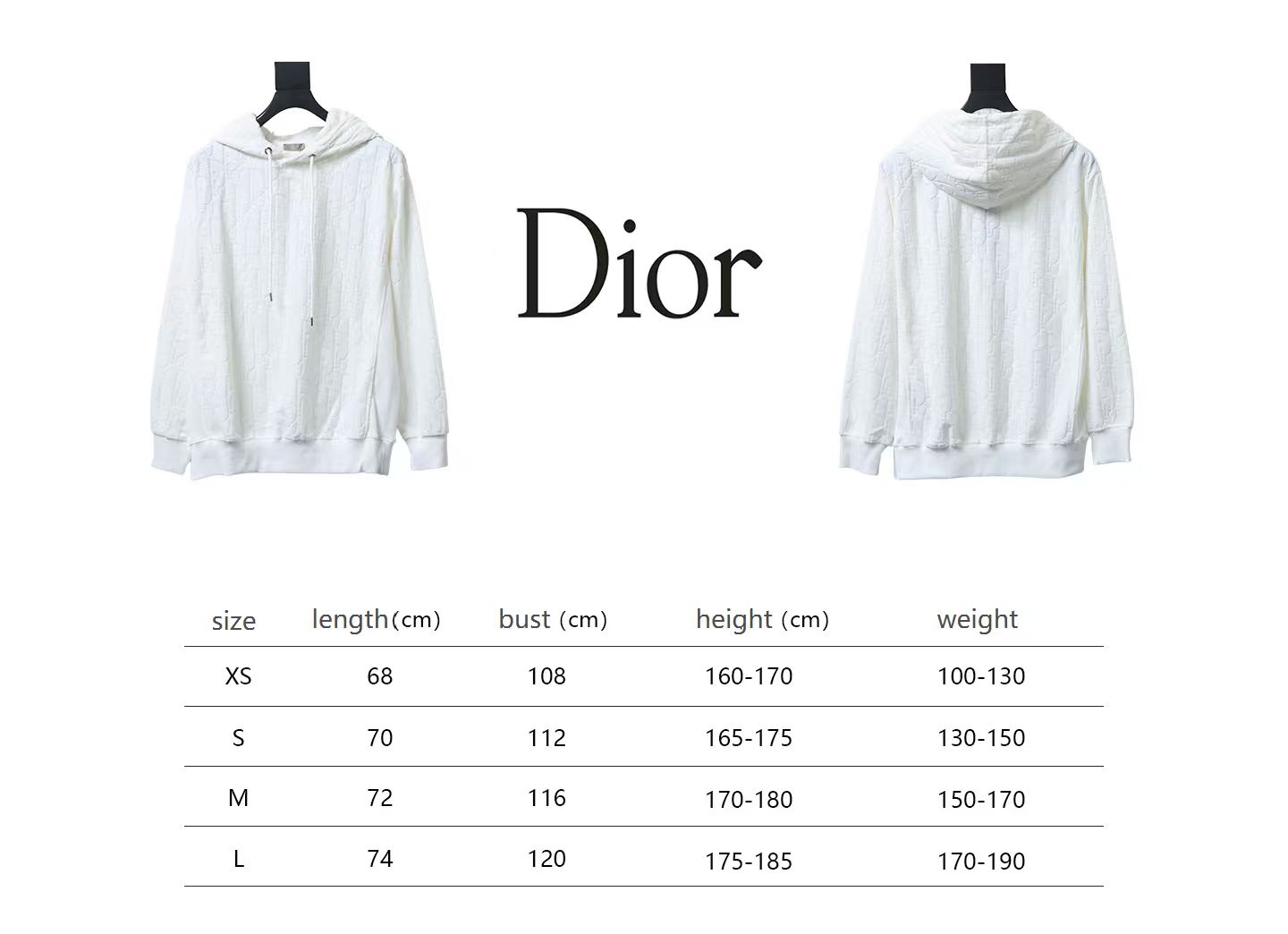 Dior Classic All-over Print Towel Embroidered Hoodie White