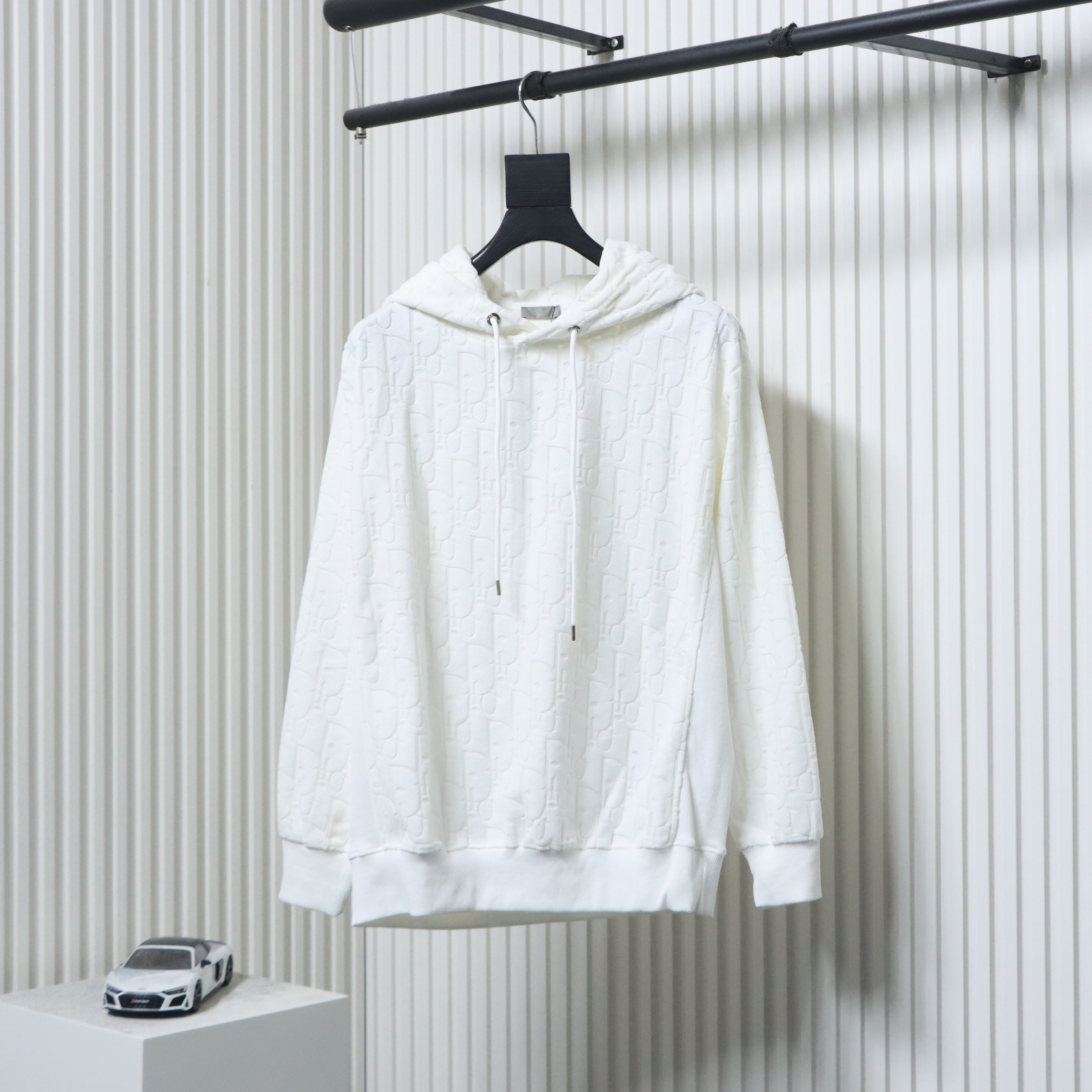 Dior Classic All-over Print Towel Embroidered Hoodie White